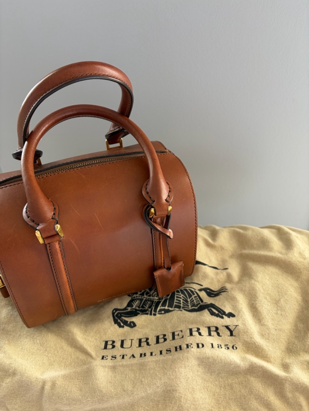 Rare Authentic Burberry Alchester Small Tan Leather Bowler Bag - Picture 15 of 15